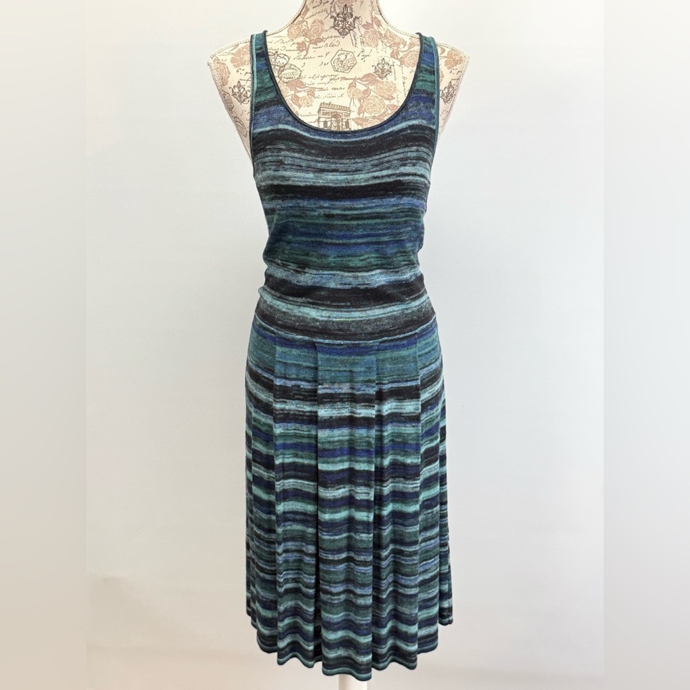 MARC NY Blue/teal Multicolor Striped knit tank Dress size S